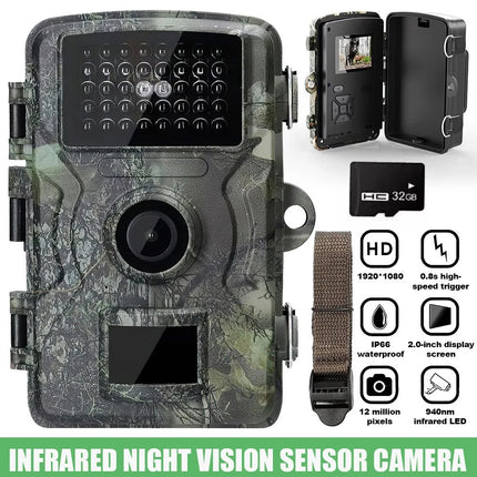 Solar Trail Camera 4K 48MP Wildlife Hunting Game Cam PIR Night Vision +32GB Card