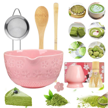 8PC with Spout Matcha Whisk Set Food Grade Japanese Chasen Stirring Perfect Gift