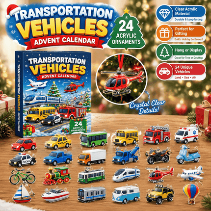 Transportation Vehicles Advent Calendar 2026,24 Day Christmas Countdown Calendar