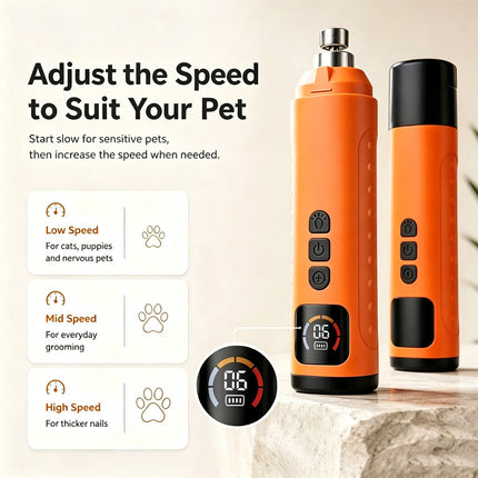 2026 Upgraded 6-Speed Pet Nail Grinder Quiet Electric Nail Trimmer for Dog & Cat