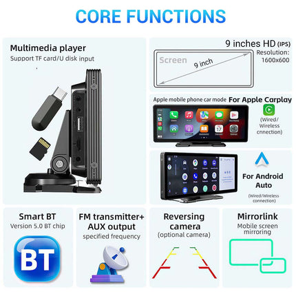 9 INCH Stereo Car Radio Auto Touch Screen Stereo Bluetooth For Carplay/Android