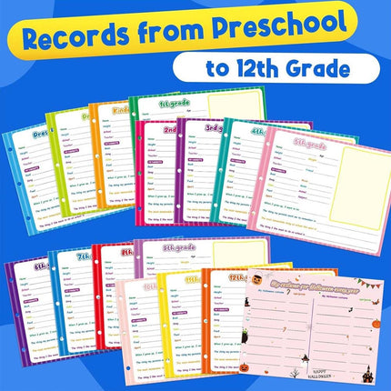 School Memory Book Scrapbook, Photo Album with Keepsake Pocket from