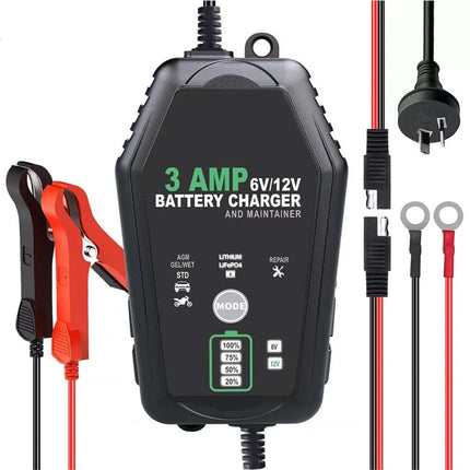 6V 12V Portable Car Battery Charger Trickle Pulse Repair Boat Caravan Motorcycle