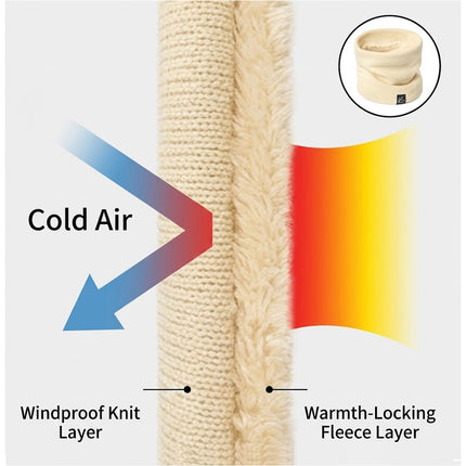 For Women Men Neck Warmer Tube Winter Knitted Scarf Thermal Warm Thicken Chunky Beige