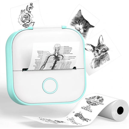 T02 Mini Pocket Bluetooth Thermal Printer Wireless Photo Inkless Sticker Green