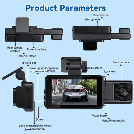 Wifi HD 1080P Car Dash Camera Night Vision Video Recorder Cam Front Rear Camera