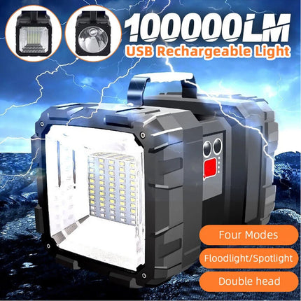 100000LM LED Searchlight Spotlight USB Rechargeable Hand Torch Work Light Lamp