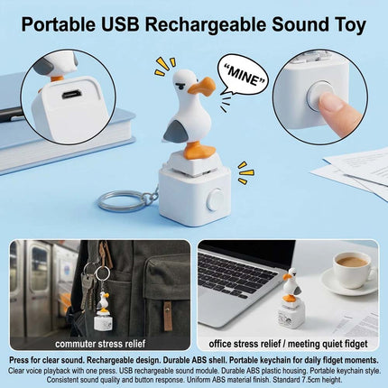 4Pcs Seagull Keychain,Button with Sound Rechargeable Keyboard Clicker Fidget