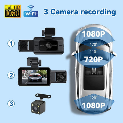 Wifi HD 1080P Car Dash Camera Night Vision Video Recorder Cam Front Rear Camera