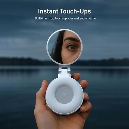 Portable Beauty Selfie Light Ring Flash Clip Rechargeable with Mirror Silver