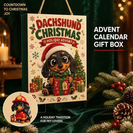 Dachshund Advent Calendar 24 Days Christmas Countdown Acrylic Ornament Gift
