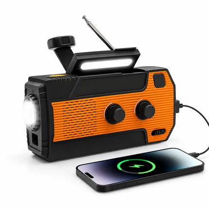 Emergency Wind Up Solar Radio Hand Crank Power Bank FMAM Charger Torch 4000mAh