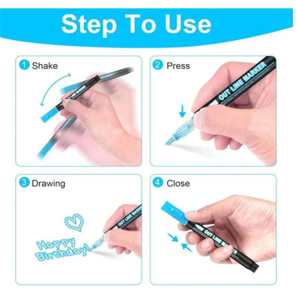 12/24/48PCS Outline Pens Metallic Coloring Lightstick Graffiti Pen Xmas Gifts