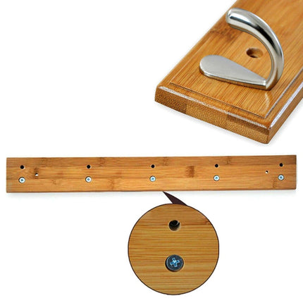 5-Hooks Natural Wooden Coat Rack Wall/Door Hook Hanger Mounted Natural Color