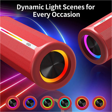 Waterproof Bluetooth Speaker with RGB Lights 20W Portable Outdoor Soundbox