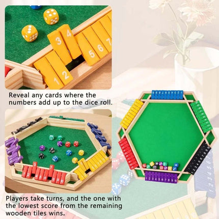 Shut the Box Game Wooden Board Number Drinking Dice Toy Family Traditional Game