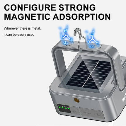 Portable Magnetic Solar Camping LED Lamp Rechargeable Tent Light Outdoor Hiking