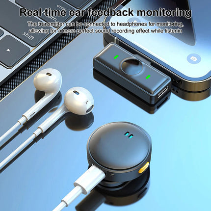 Wireless Bluetooth Lavalier Microphone for iPhone/Android Lapel Mic with Adapter