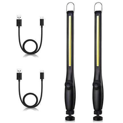 2PCS Rechargeable COB LED Slim Work Light Lamp Flashlight Inspect Folding Torch