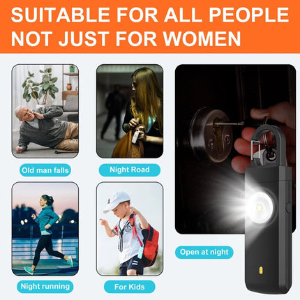 Personal Security Alarm Loud Keychain 130dB USB Emergency Security Protect Alert Black