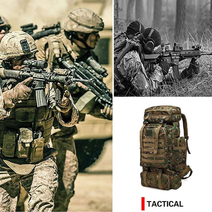 75L Outdoor Military Tactical Backpack Travel Rucksacks Camping Trekking Bag