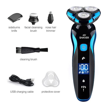 Mens Electric Shaver Razor Wet Dry Rotary Cordless USB Rechargeable Charging