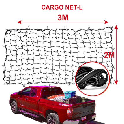 Cargo Net 2mx3m Square Mesh Cord for Boat Ute Truck Trailer Load Cover +15 Hooks
