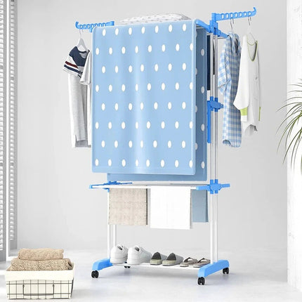 4 Tier Foldable Clothes Airer Drying Rack Wheels Laundry Dryer Hanging - Image 2
