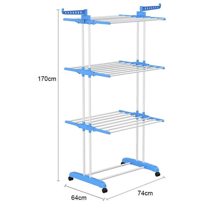 4 Tier Foldable Clothes Airer Drying Rack Wheels Laundry Dryer Hanging - Image 7