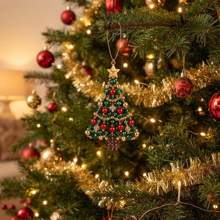 DIY Beaded Christmas Tree Ornament Craft Kit Handmade Beaded Hanging Set Style 1