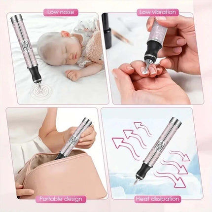 Electric Nail Drill Machine Cordless Toe Nail File for Acrylic Gel Pink