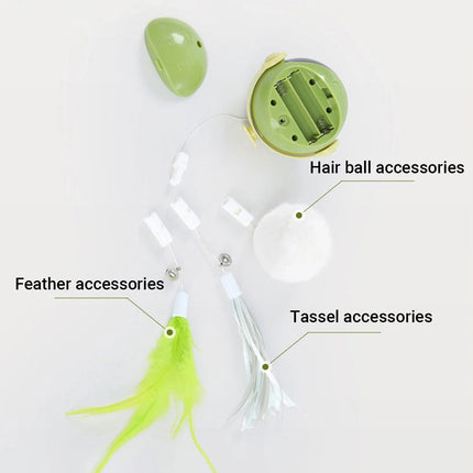 4PCS Cat Toy Kitten Smart Automatic Lifting Feather Teaser Electric Interactive (Green)