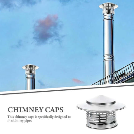 1Pc 75-200mm Fireplace Chimney Caps Roof Cowl Metal Top-Hat Flue Rain Cap Cover