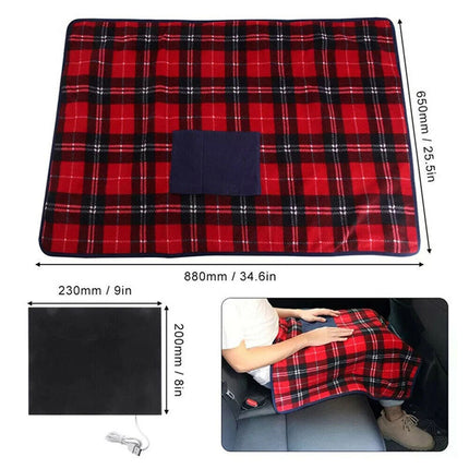 Multifunctional 12V Electric Heated Blanket Car Soft Travel Camping Rug Caravan
