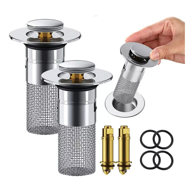 2Pcs Bathroom Sink Stopper Hair Catcher, Bathroom Pop Up Sink Drain Filter