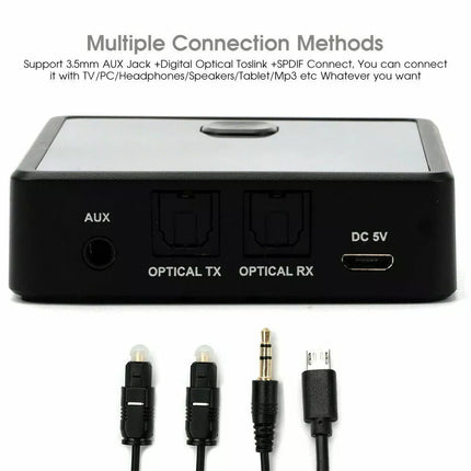 Bluetooth 5.0 Transmitter Receiver Audio RCA Optical Wireless Adapter for TV PC