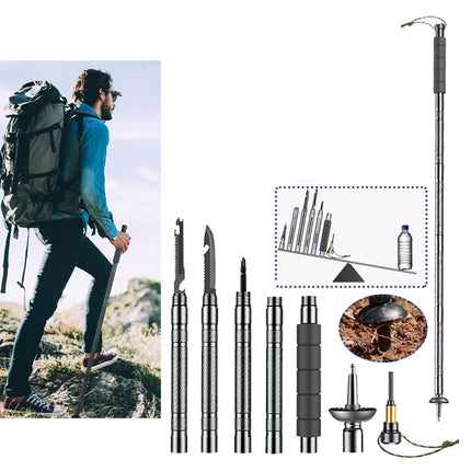 Ultralight Aluminum Trekking Hiking Poles Tactical Walking Stick Multi Tool