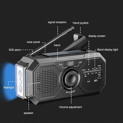 Portable Emergency Wind Up Solar Hand Crank Radio FM / AM Dynamo Power Bank