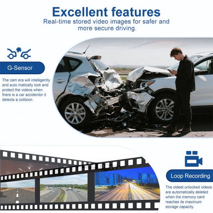 4 Ch Dash Cam 5GHz WiFi Front Rear and Inside with Night Vision G-Sensor for Car