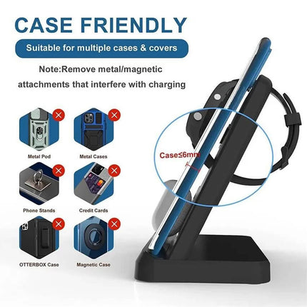 15W Fast Charging Wireless Charger Station Ft Samsung Galaxy Phone Watch Earbuds