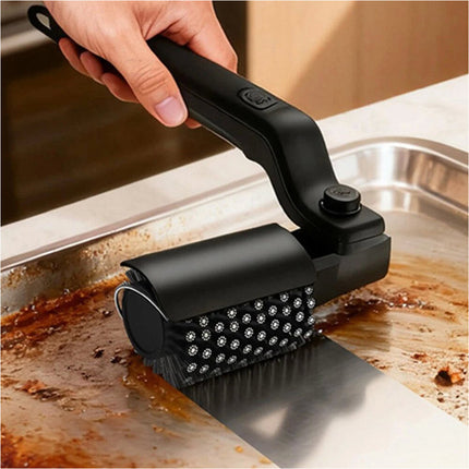 Rechargeable Black Electric BBQ Grill Brush with Two Replacement Brushes