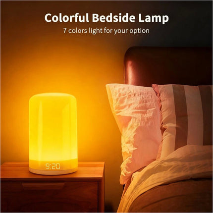 7 Color Wake up Light Sunrise Alarm Clock LED Touch Bedside Sounds Night Lamp