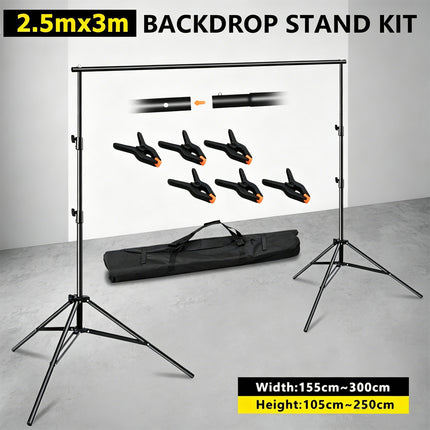2.5X3M Photograph Background Support Adjustable Photo Backdrop Stand Kit +BAG