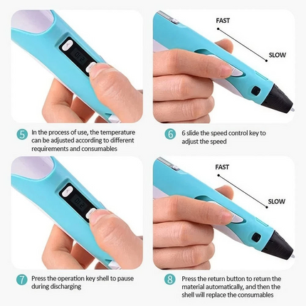 3D Printing Pen Kit with 59m PLA Filament USB Adjustable Temperature PLA ABS Compatible