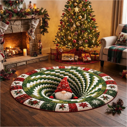 Christmas 2D Flat Printed Rug - Santa Claus Quilted Round Mat, Non-Slip Rugs 80CM