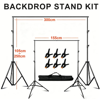 2.5X3M Photograph Background Support Adjustable Photo Backdrop Stand Kit +BAG