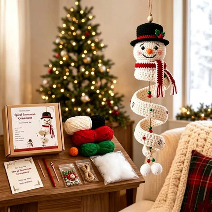 Crochet Christmas Tree Spiral Ornament DIY Kit Christmas Tree Crochet Craft Kit Snowman