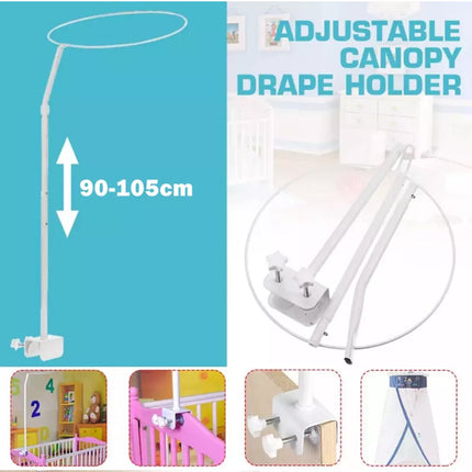 Mosquito Net + Holder Set Cot Netting Canopy Drape Stand Baby Crib Bed Support
