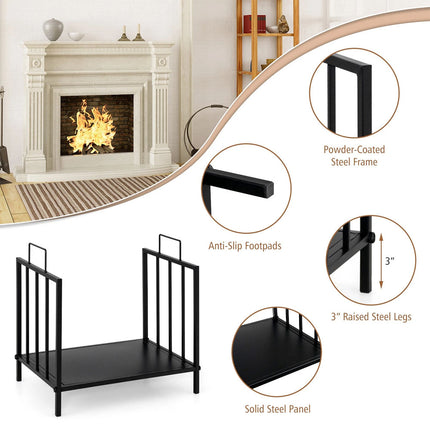 46CM Firewood Rack Decorative Steel Firewood Storage Log Holder with Handle