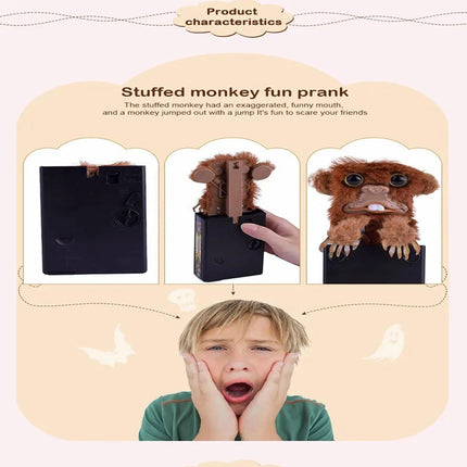 Realistic Surprise Prank Monkey Toy Pet Pranksters Pop Up Prank Funny Gift Tongue + Teeth